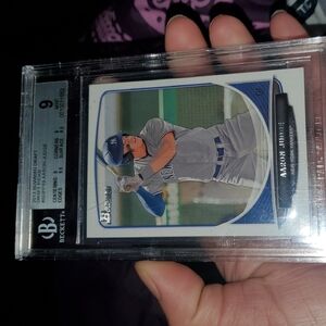 Blue and Gray Baseball Card in Protective Case